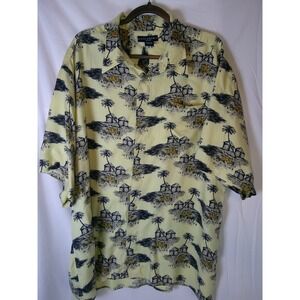 IVY CREW Classics Mens XXL Aloha Hawaiian‎ Shirt Tropical Village Print